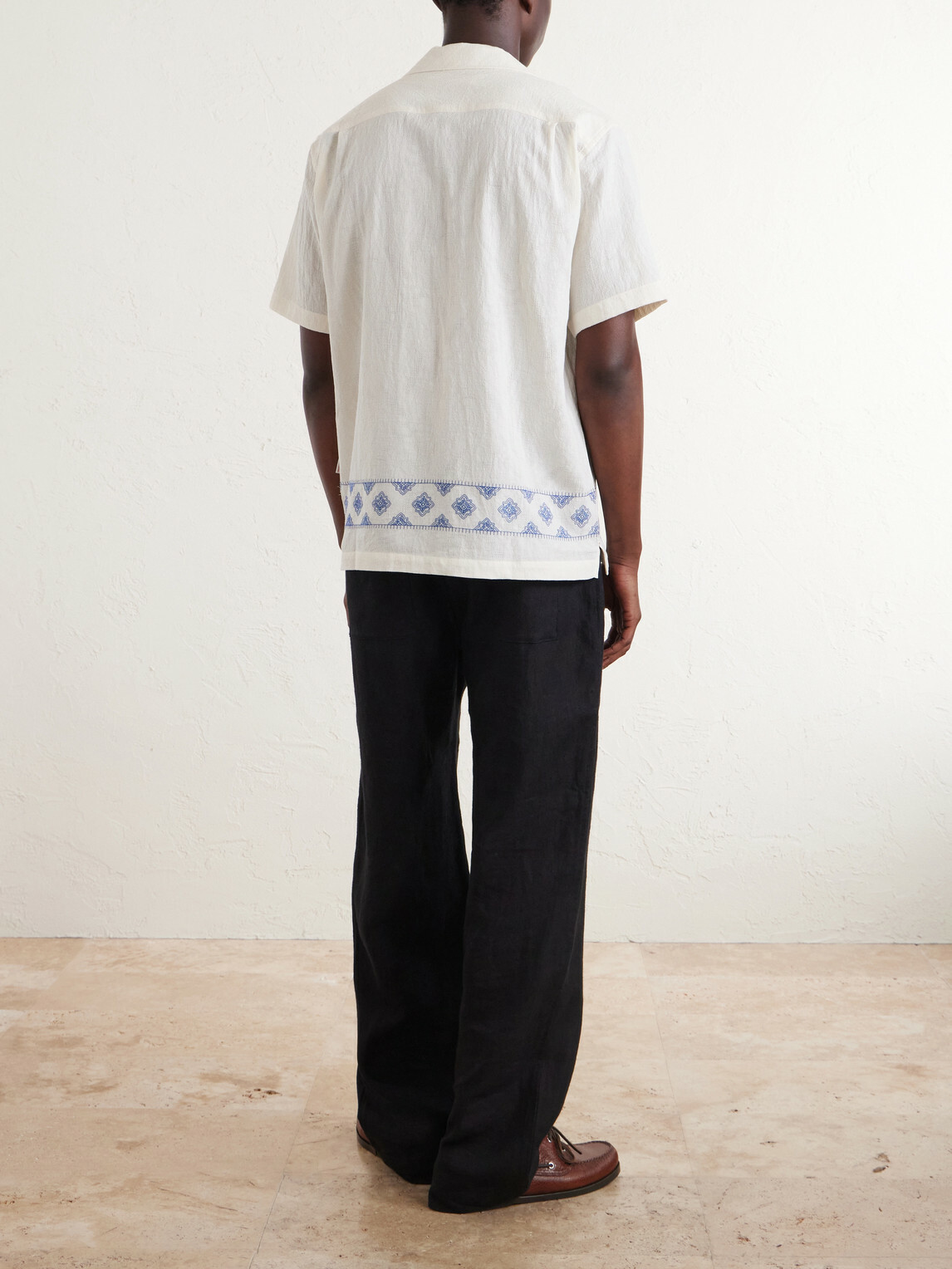 Orlebar Brown - Maitan Camp-Collar Embroidered Cotton Shirt - Neutrals