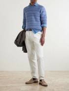 Canali - Striped Wool and Cashmere-Blend Sweater - Blue