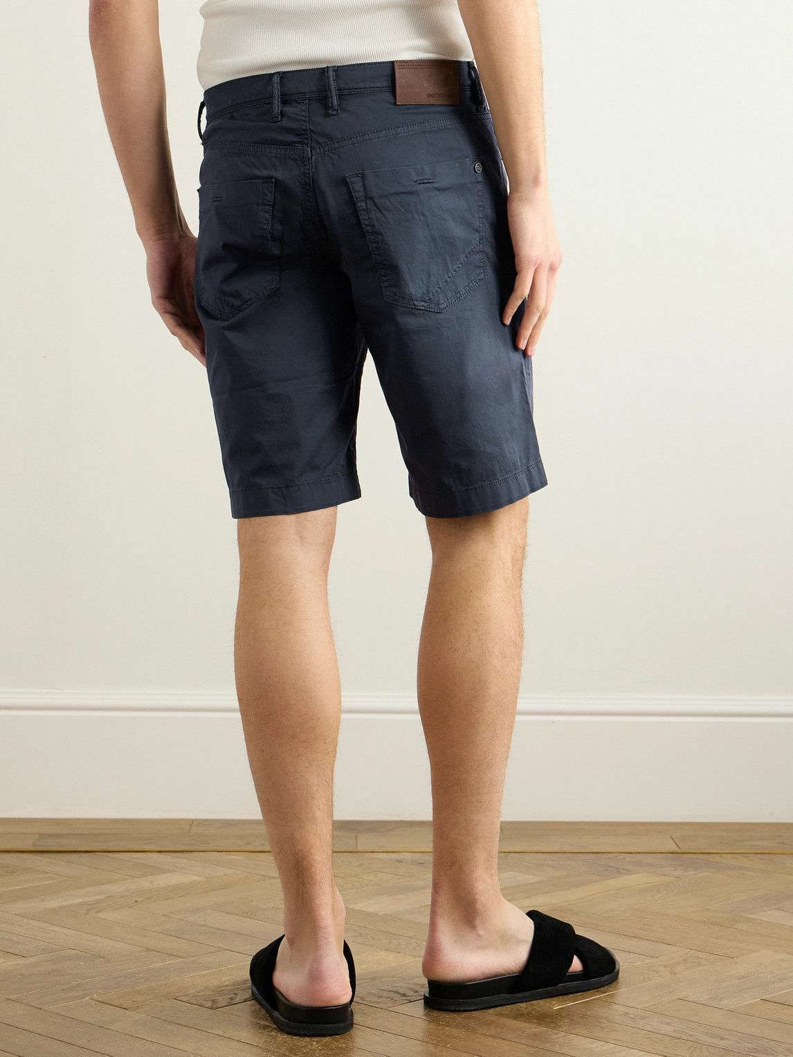 Incotex - Division Straight-Leg Cotton-Blend Shorts - Blue