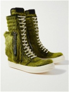 Rick Owens - Geobasket Calf Hair and Leather High-Top Sneakers - Green
