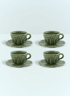 Bordallo Pinheiro Set Of Four Couve Coffee Cups And Saucers