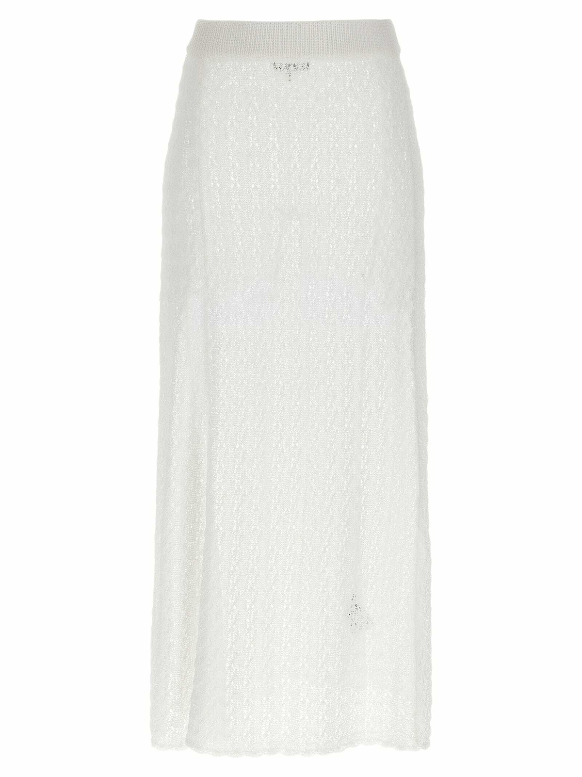 Ganni Herringbone Canvas Long Wrap Skirt Beige Skirts GANNI