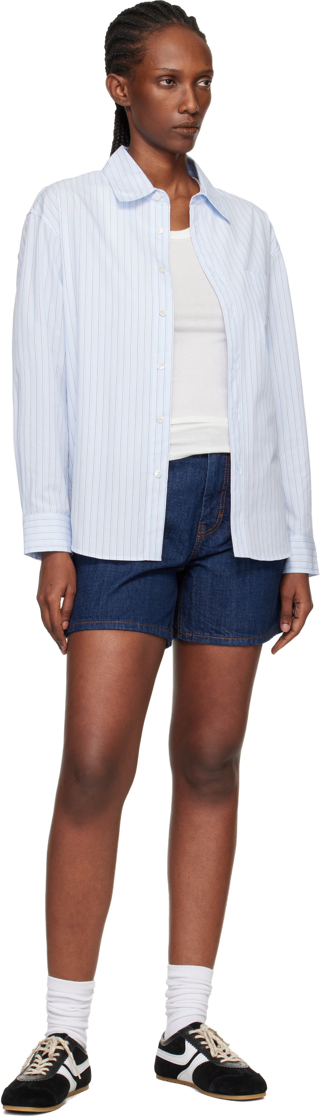 AMI Paris Blue Ami Paris Heritage Cotton Denim Shorts