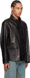 Marine Serre Black Monogram Embossed Boxy Leather Jacket