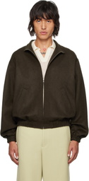 AURALEE Brown Baby Camel Flannel Bomber Jacket