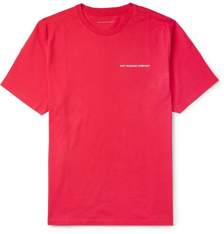 Photo: Pop Trading Company - Logo-Print Cotton-Jersey T-Shirt - Red