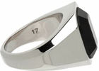 Alexander McQueen Silver & Black Jeweled Signet Ring