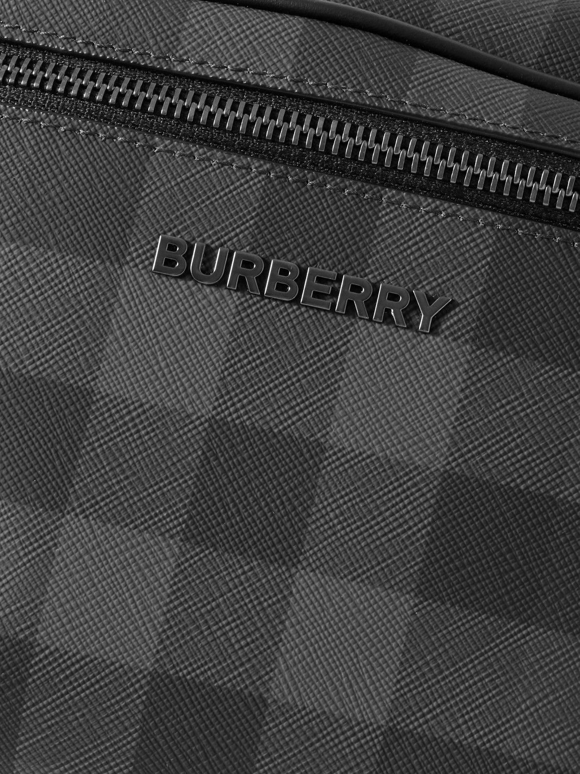 Burberry - Leather-Trimmed Checked Coated-Canvas Belt Bag