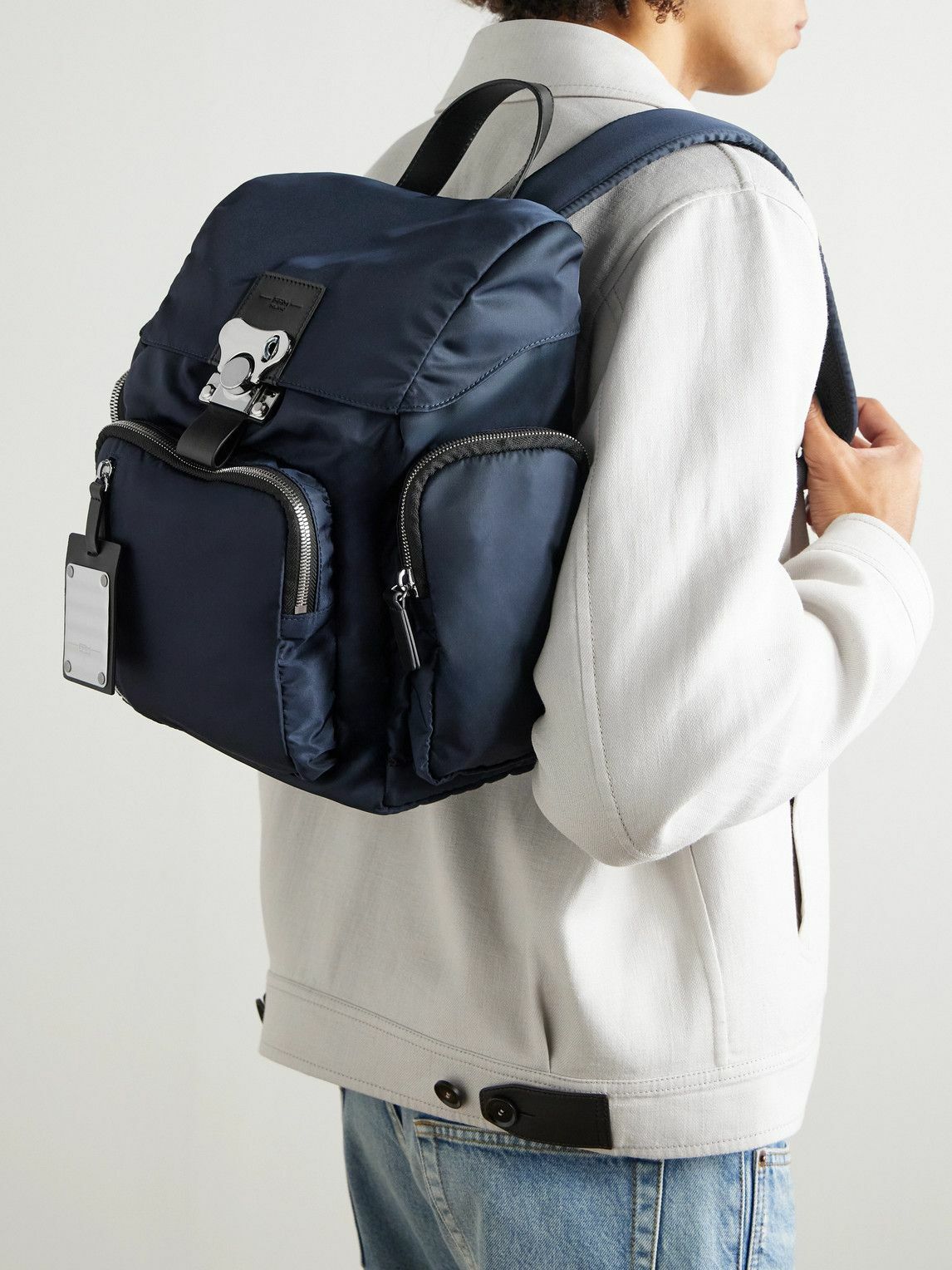 FPM Milano - Bank on the Road Butterfly PC Small Leather-Trimmed ECONYL® Backpack