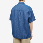 FrizmWORKS Men's Linen Short Sleeve Shirt in Blue