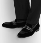 AMIRI - Embellished Leather-Trimmed Velvet Loafers - Black