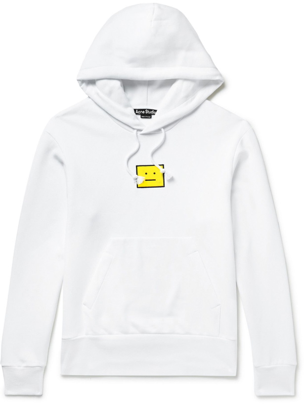 Photo: ACNE STUDIOS - Logo-Embroidered Cotton-Jersey Hoodie - White