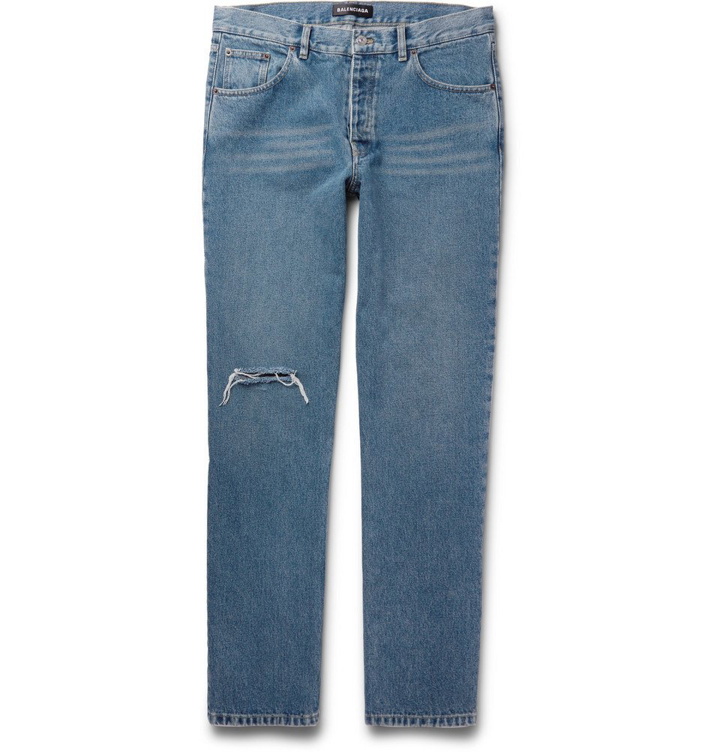 Photo: Balenciaga - Archetype Distressed Denim Jeans - Men - Mid denim