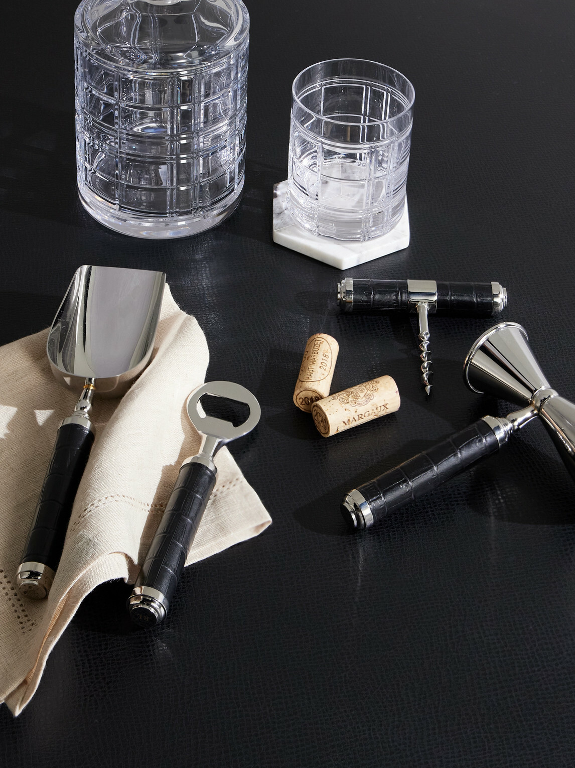 Ralph Lauren Home - Wells Stainless Steel and Croc-Effect Leather Bar Tool Set