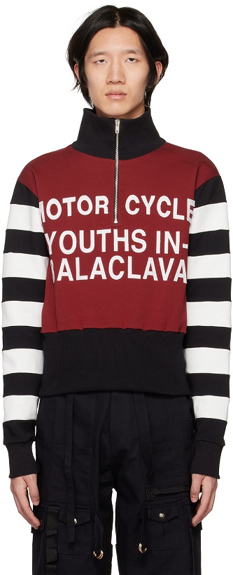 Photo: Youths in Balaclava Red 'Motorcycle Race' Sweater