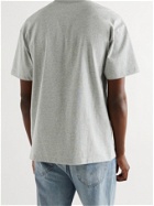 NIKE - Sportswear Premium Essential Logo-Embroidered Mélange Cotton-Jersey T-Shirt - Gray