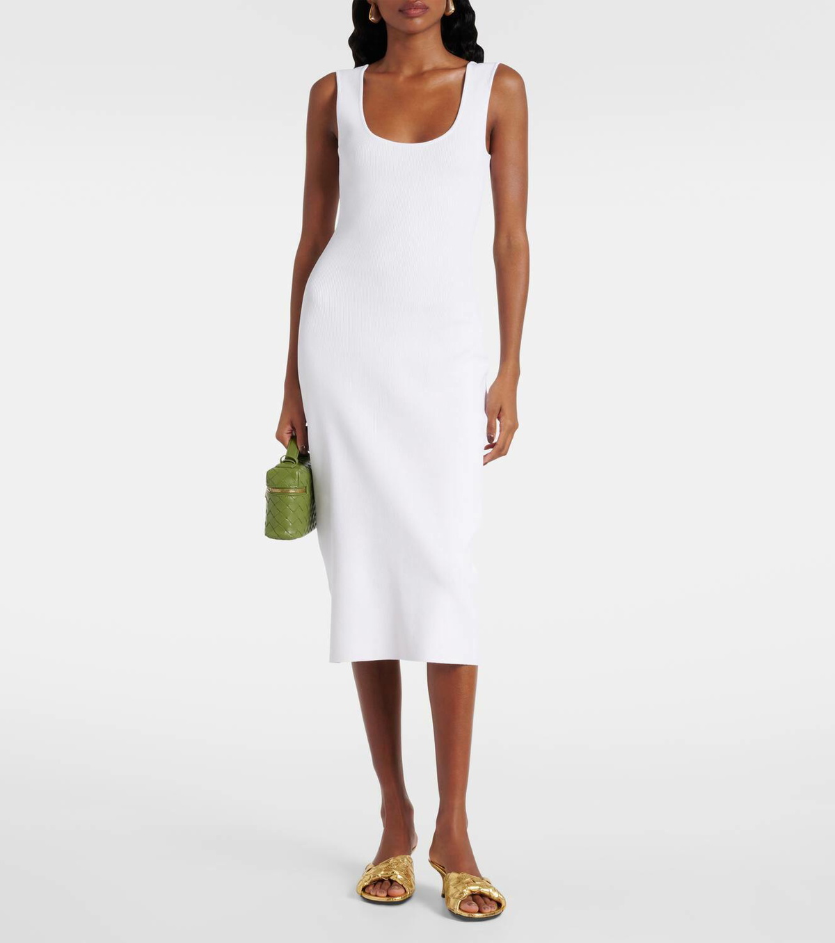 kallan knit dress white Hyacinth House Cream Pointelle Knit Colby Midi Dress Cream / S
