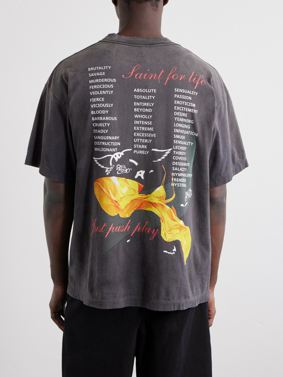 SAINT MXXXXXX - Aerosmith Paint-Splattered Printed Cotton-Jersey T-Shirt - Black