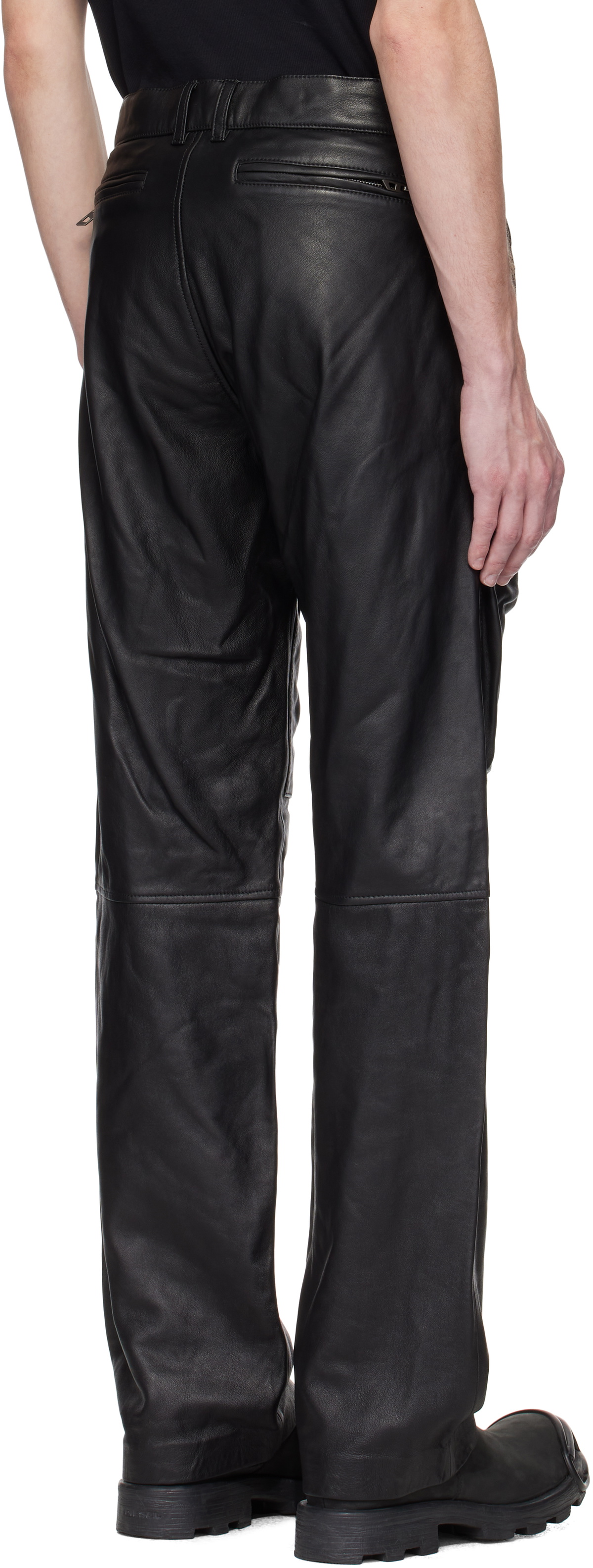 Diesel Black P-Gast Leather Pants