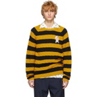 Gucci Black and Yellow Striped Embroidered Pig Sweater