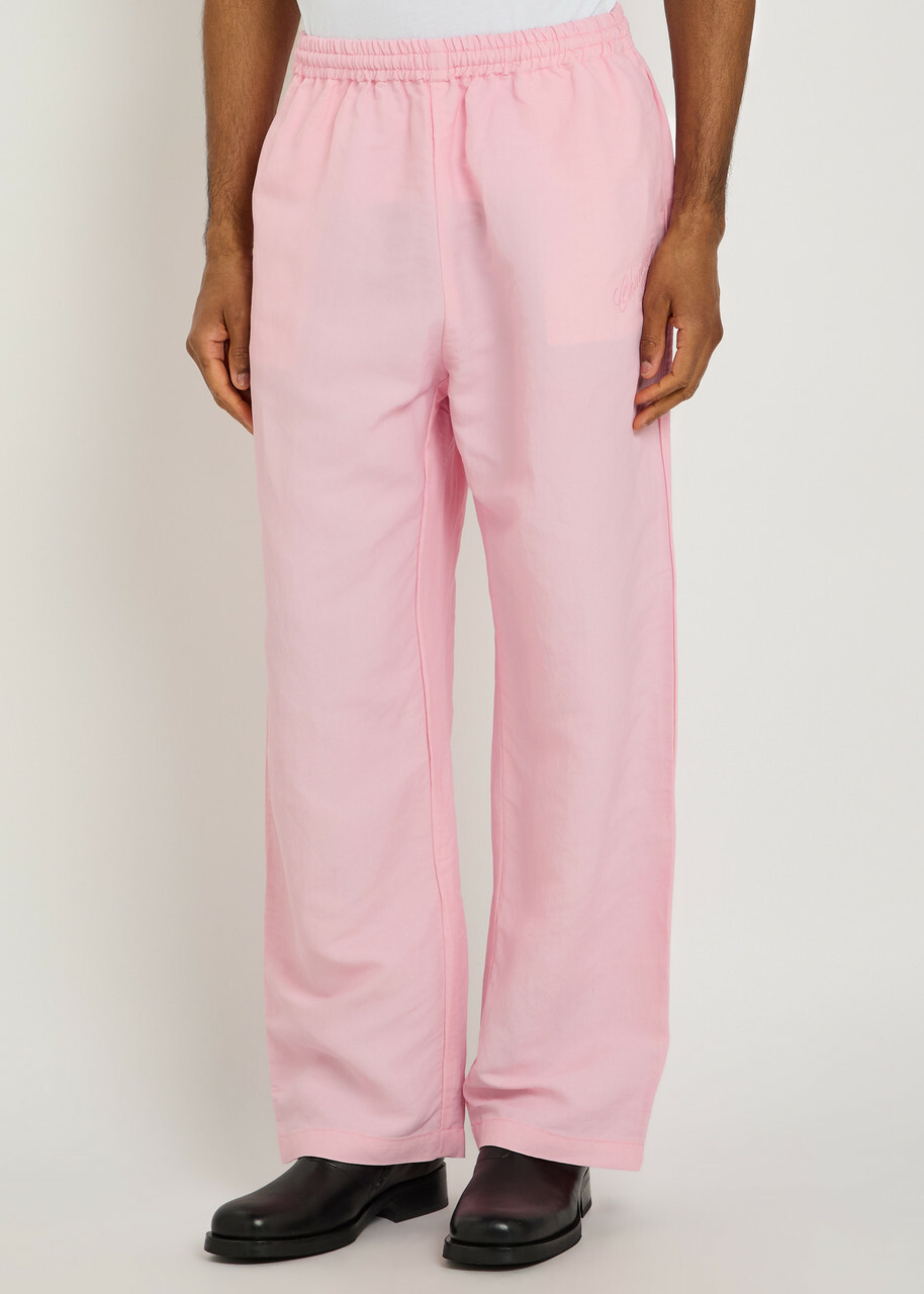 Willy Chavarria Ruff Rider Logo-embroidered Woven Trousers Pink