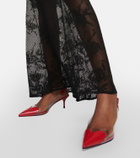 Alaïa Le Cœur leather and PVC slingback pumps