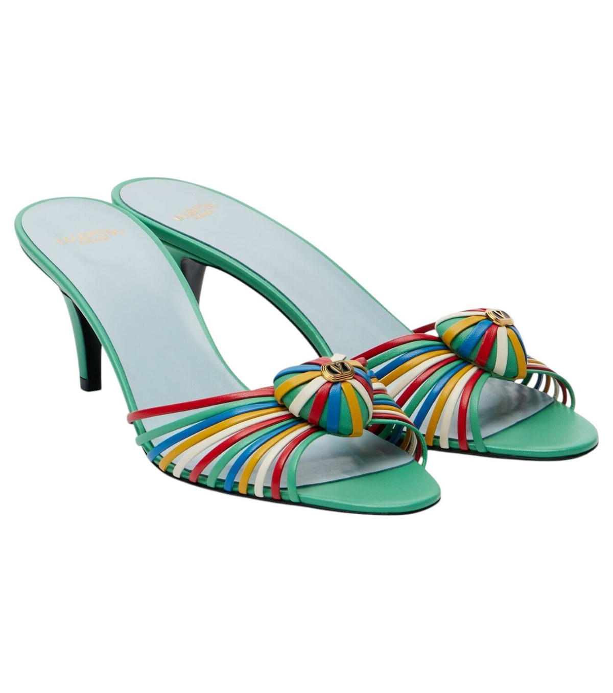 Valentino Garavani Two-tone Lace And Leather Foliefoliage