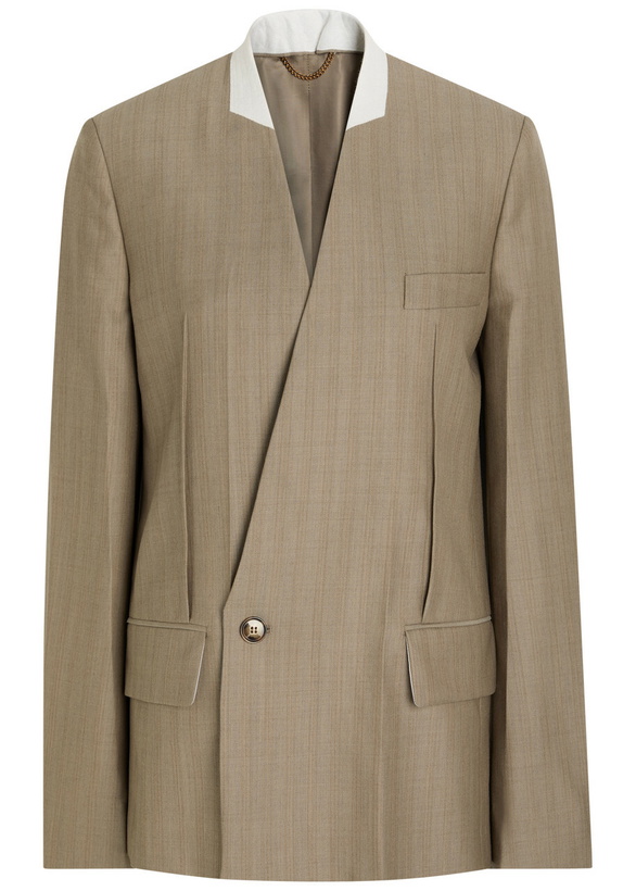 Photo: Victoria Beckham Folded-collar Double-breasted Wool Jacket Grey