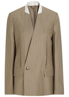 Victoria Beckham Folded-collar Double-breasted Wool Jacket Grey