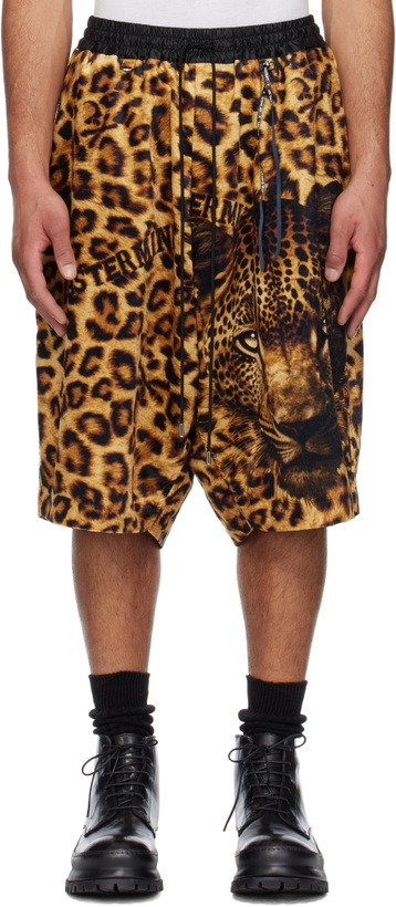 Photo: MASTERMIND WORLD Yellow & Black Oversized Fit Leopard Shorts