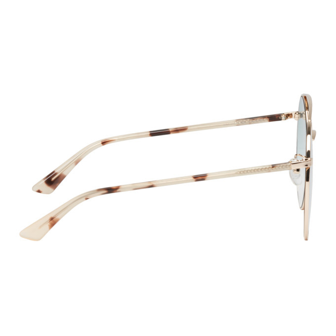 McQ Alexander McQueen Gold and Blue Gravity Bar Sunglasses McQ