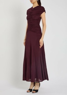 Tove Avita Ruched Stretch-jersey Midi Dress Dark Red