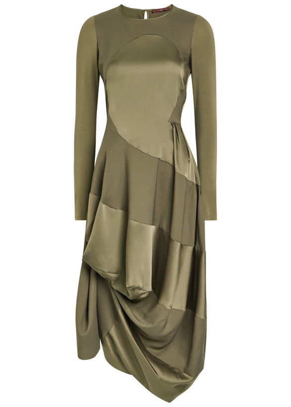 Photo: High Placid Gathered Stretch-jersey Midi Dress Green