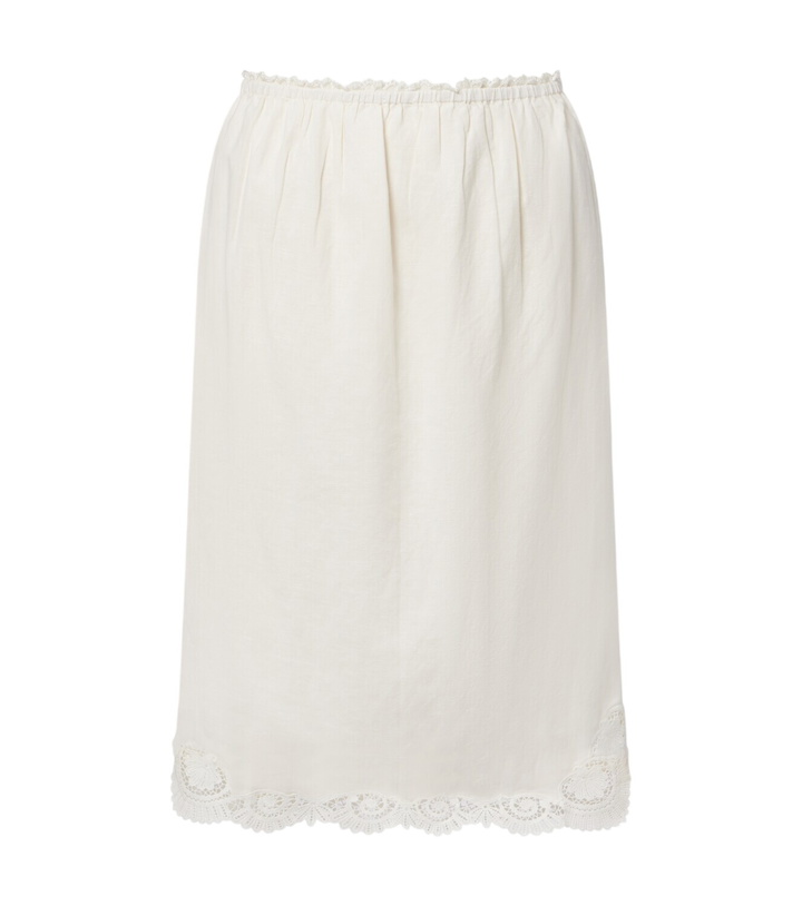 Photo: Posse Darya embroidered linen and cotton midi skirt