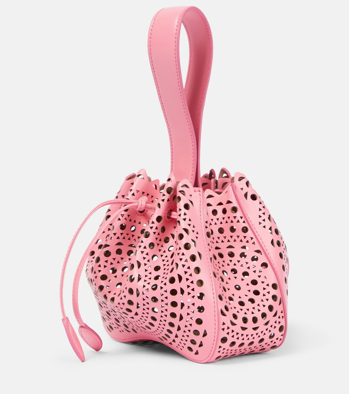 【ALAIA】 Rose pearl-embellished leather bucket bag バッグ Alaïa Rose Marie leather bucket bag ALAÏA