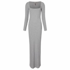 SKIMS Women's Soft Lounge Long Sleeve Dress in Heather Grey