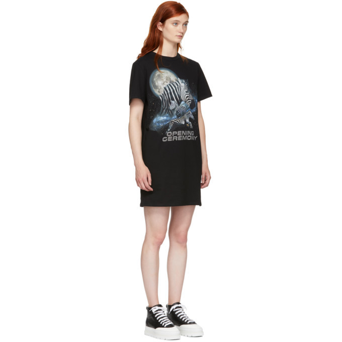 Opening Ceremony Black Cosmic Zebra T-Shirt Dress