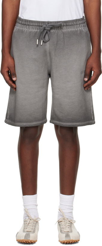 Photo: Off-White Gray Laundry Diagonal Skate Sweat Shorts