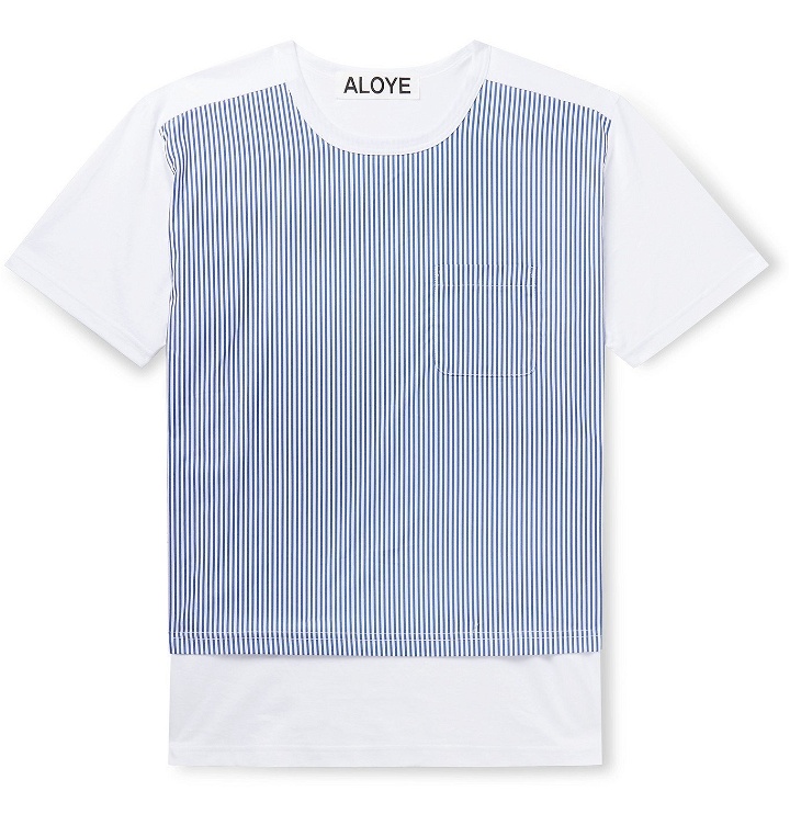 Photo: Aloye - Panelled Cotton-Jersey T-Shirt - Blue