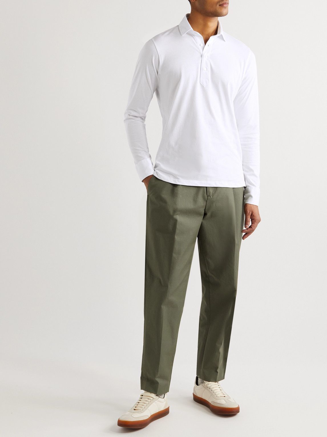 MP Massimo Piombo - Cotton-Jersey Polo Shirt - White