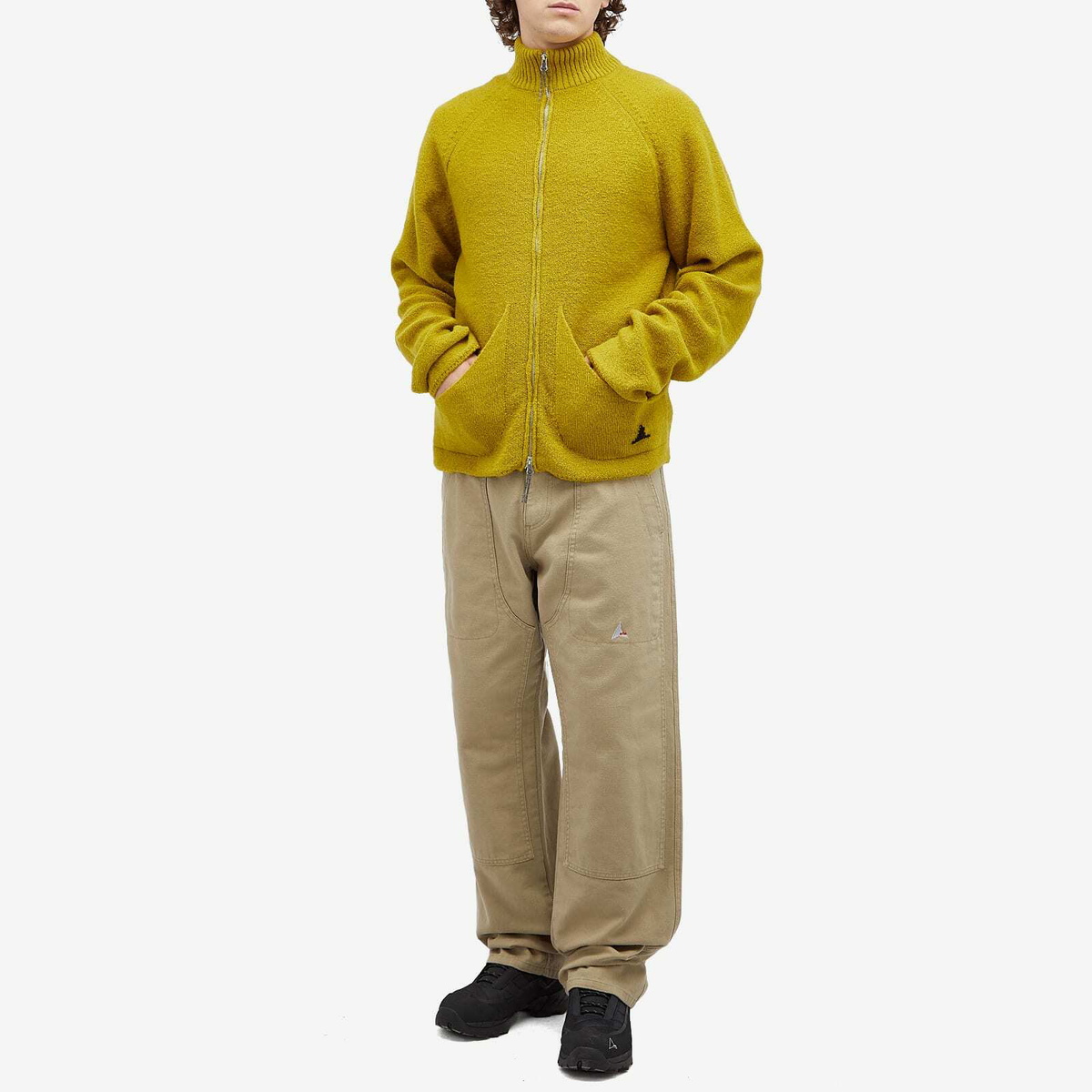 ROA Men's Mohair Zip Cardigan in Yellow ROA