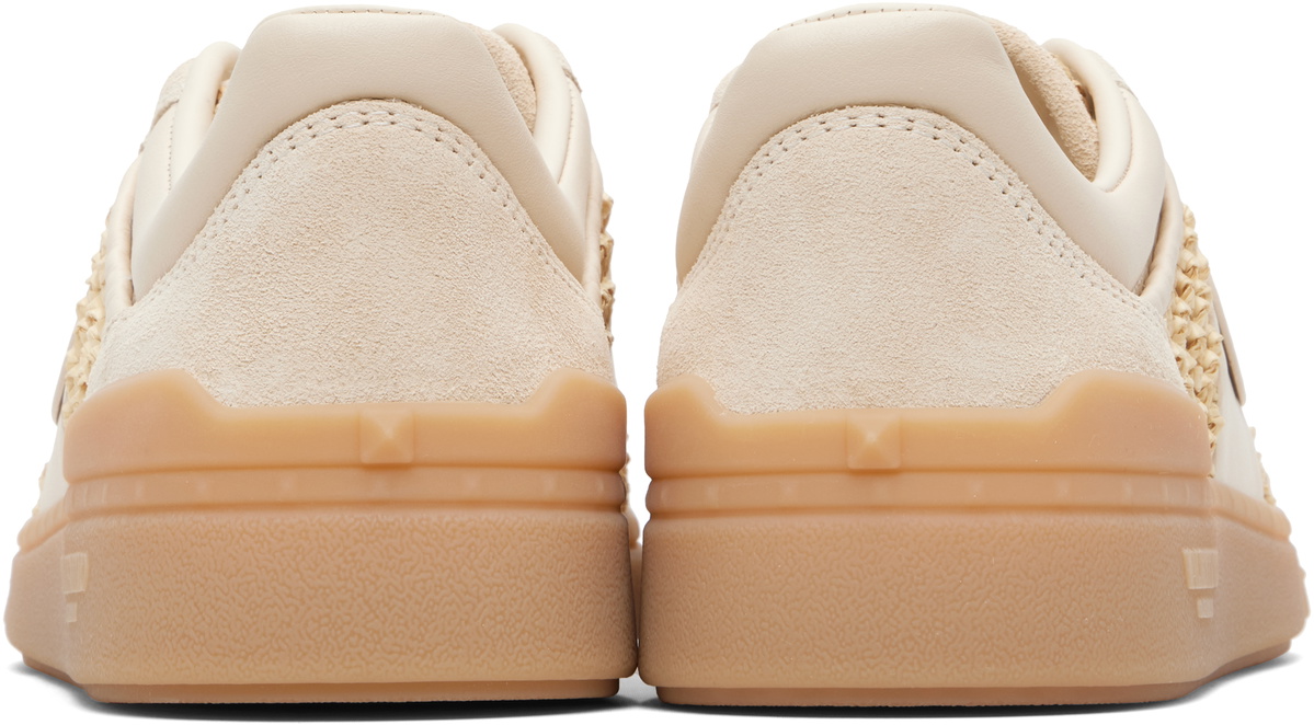 Valentino Garavani Off-White & Beige Upvillage Woven Faux-Raffia Sneakers