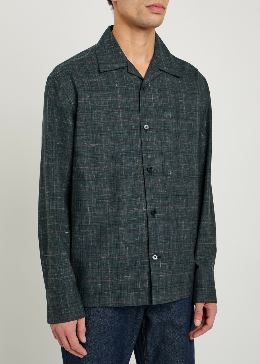 Jil Sander Checked Wool-blend Shirt Grey