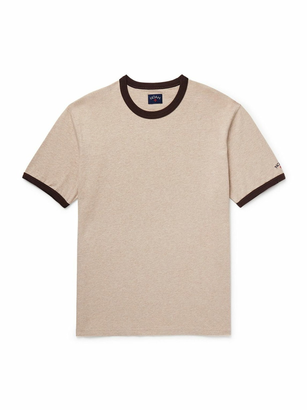 Photo: Noah - Ringer Logo-Embroidered Cotton-Jersey T-Shirt - Neutrals