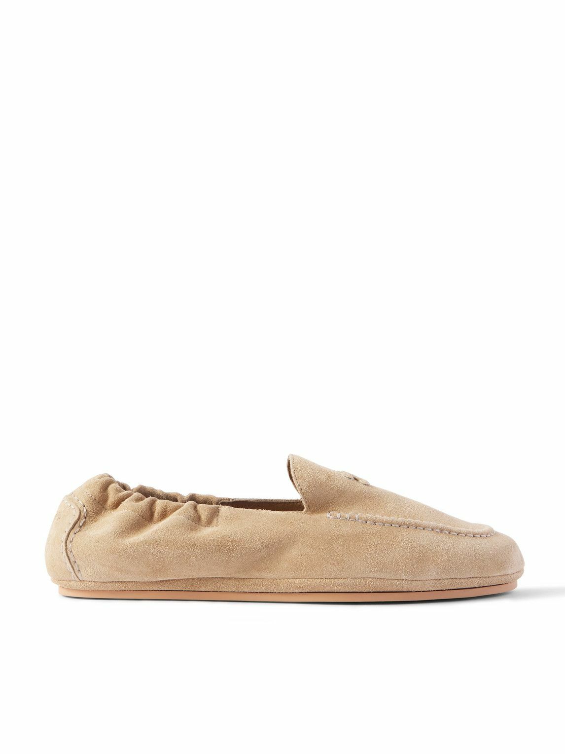 CELINE - Logo-Appliquéd Suede Loafers - Neutrals
