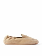 CELINE - Logo-Appliquéd Suede Loafers - Neutrals