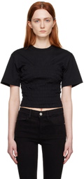 FRAME Black Smocked Corset T-Shirt