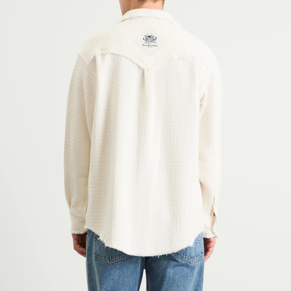 Late Checkout Men's Raw Edge Western Shirt in White