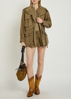 Isabel Marant Beriza Drawstring Canvas Jacket Khaki