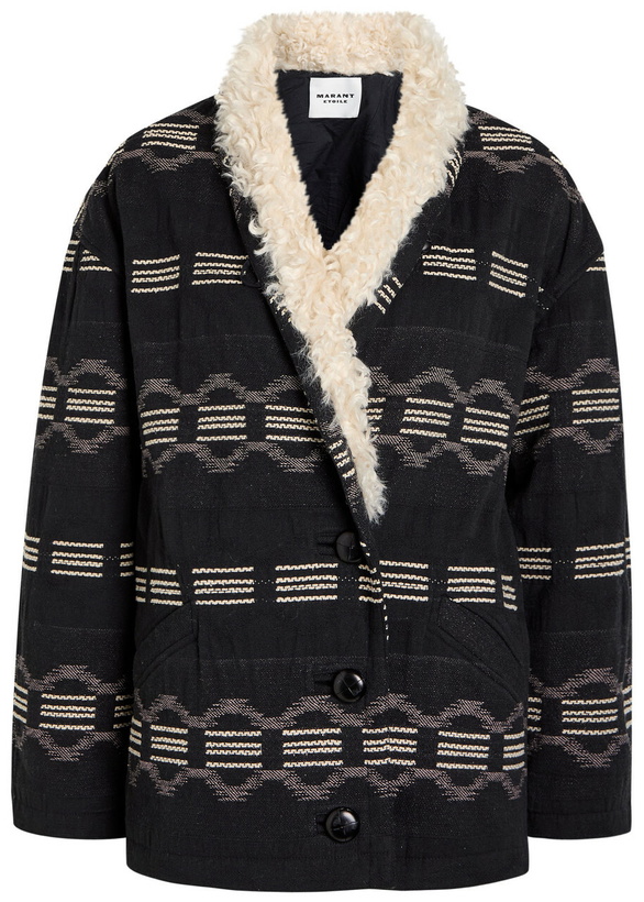Photo: Isabel Marant étoile Qayla Jacquard Cotton-blend Coat Black